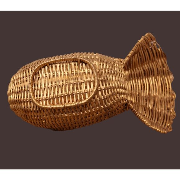 Vintage Avon Gold Colored Wicker Peacock Basket - Picture 4 of 5